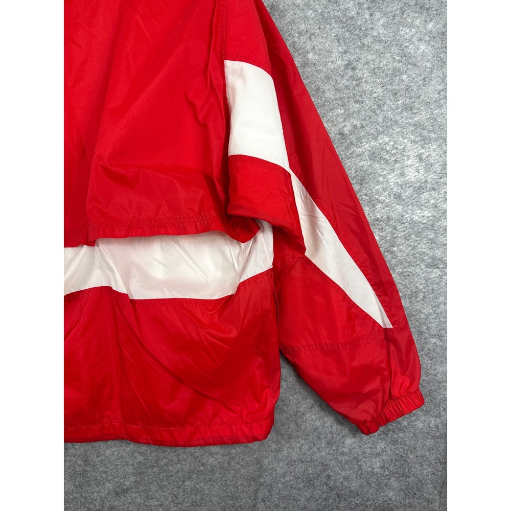 Vintage Asics Windbreaker Jacket Red White Colorblock Full Zip Men L Vented Back - Picture 10 of 13